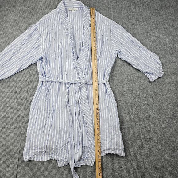 Eileen West Robe Womens L/XL Blue Striped Wrap Belted Cottage Minimalist Coastal - Picture 5 of 9